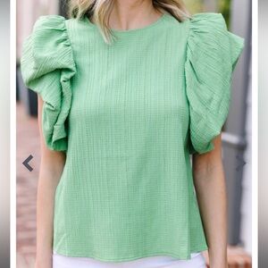 THML green puffy sleeve blouse Size Small